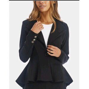 Noir Black Double Notch Lapel Peplum Blazer Jacket Stretch Women's 1X NEW